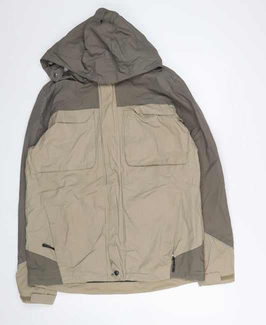 Crivit Men's Beige Waterproof Hooded Outdoor Jacket Size 42 Regular Fit
