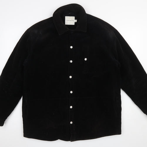 Topman Men's Black Corduroy Lined Button Jacket Size S