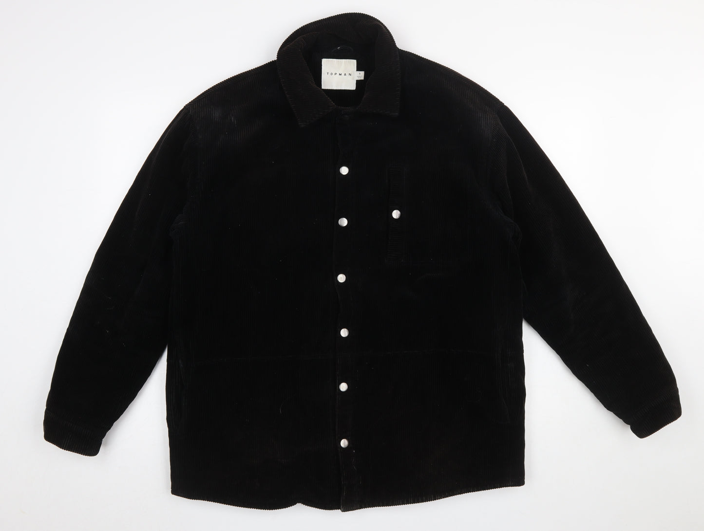 Topman Men's Black Corduroy Lined Button Jacket Size S