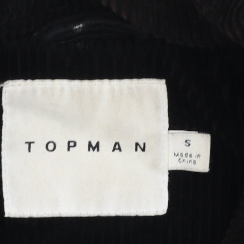 Topman Men's Black Corduroy Lined Button Jacket Size S
