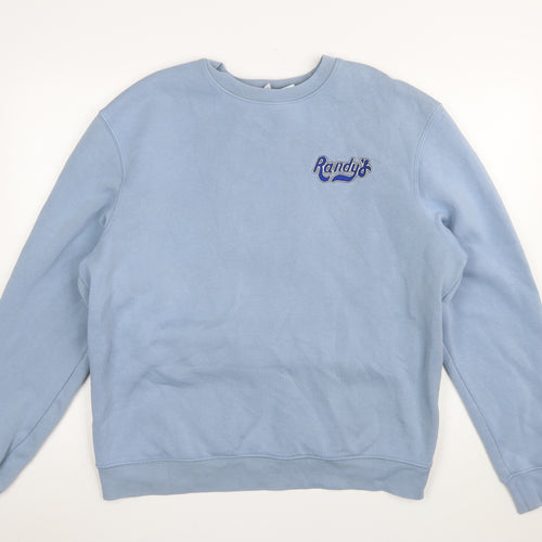 Zara Women Blue Randy's Donuts Sweatshirt XL Crew Neck Cotton Blend