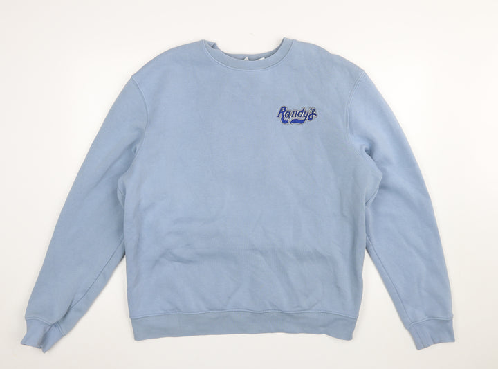 Zara Women Blue Randy's Donuts Sweatshirt XL Crew Neck Cotton Blend