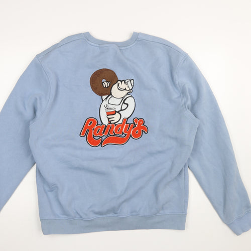 Zara Women Blue Randy's Donuts Sweatshirt XL Crew Neck Cotton Blend