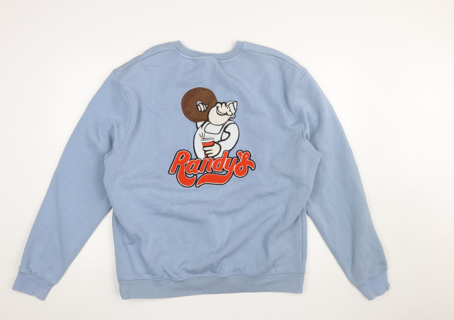 Zara Women Blue Randy's Donuts Sweatshirt XL Crew Neck Cotton Blend