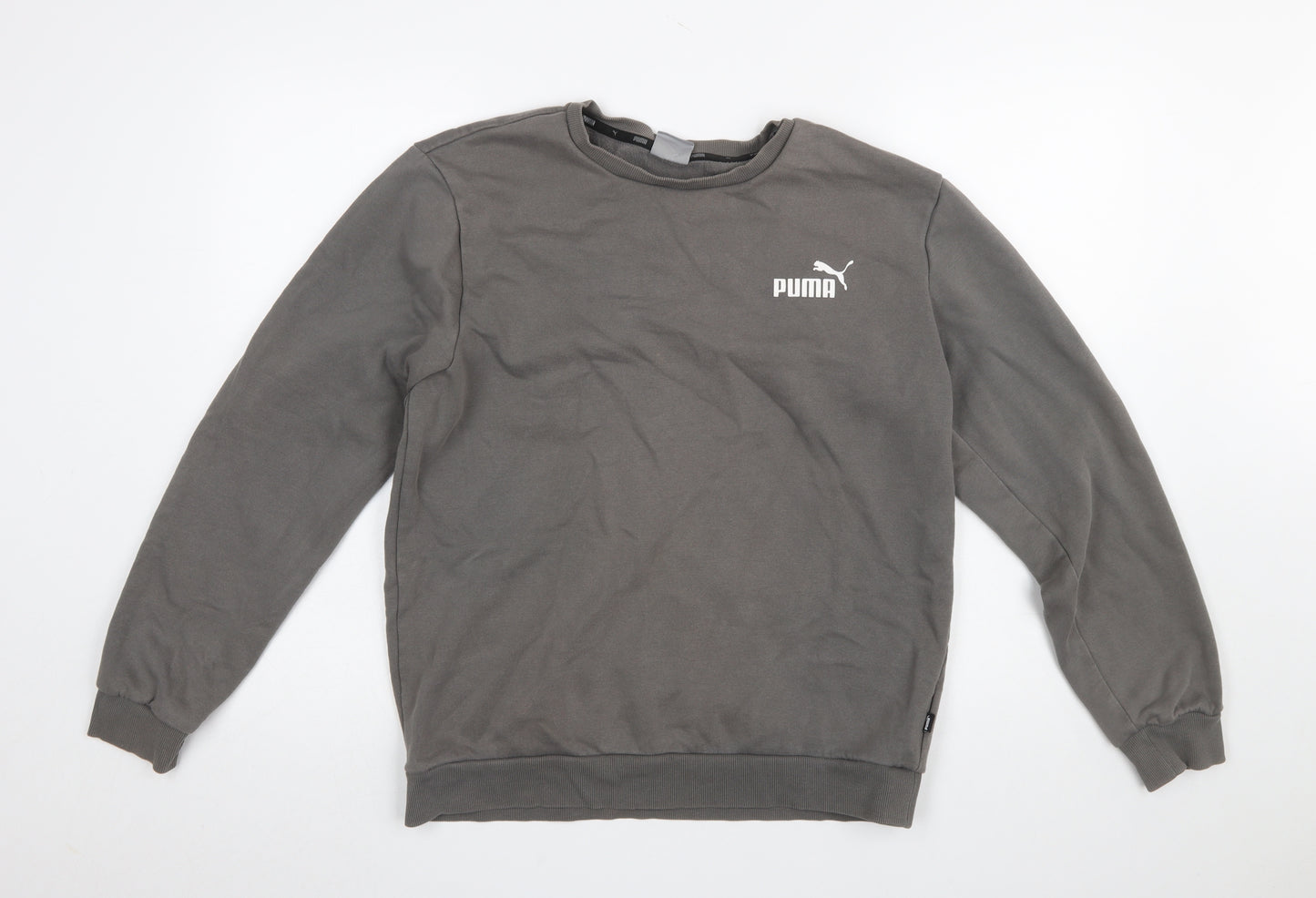 Puma Men's Grey Crew Neck Fleece Sweatshirt M Regular Fit