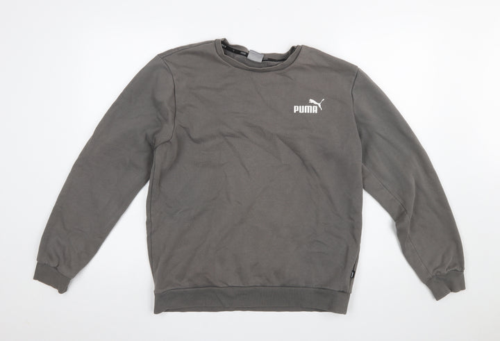 Puma Men's Grey Crew Neck Fleece Sweatshirt M Regular Fit