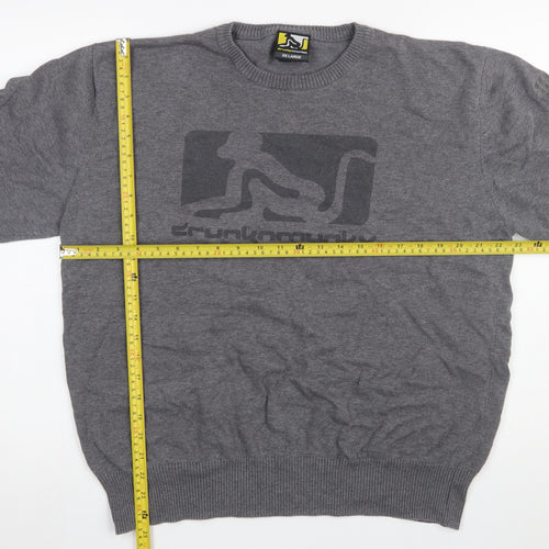 Drunknmunky Men's Grey 2XL Cotton Crew Neck Pullover Jumper