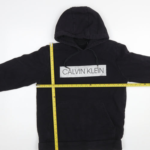 Calvin Klein Men’s Black Pullover Logo Hoodie Size M Cotton Fleece
