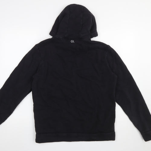Calvin Klein Men’s Black Pullover Logo Hoodie Size M Cotton Fleece