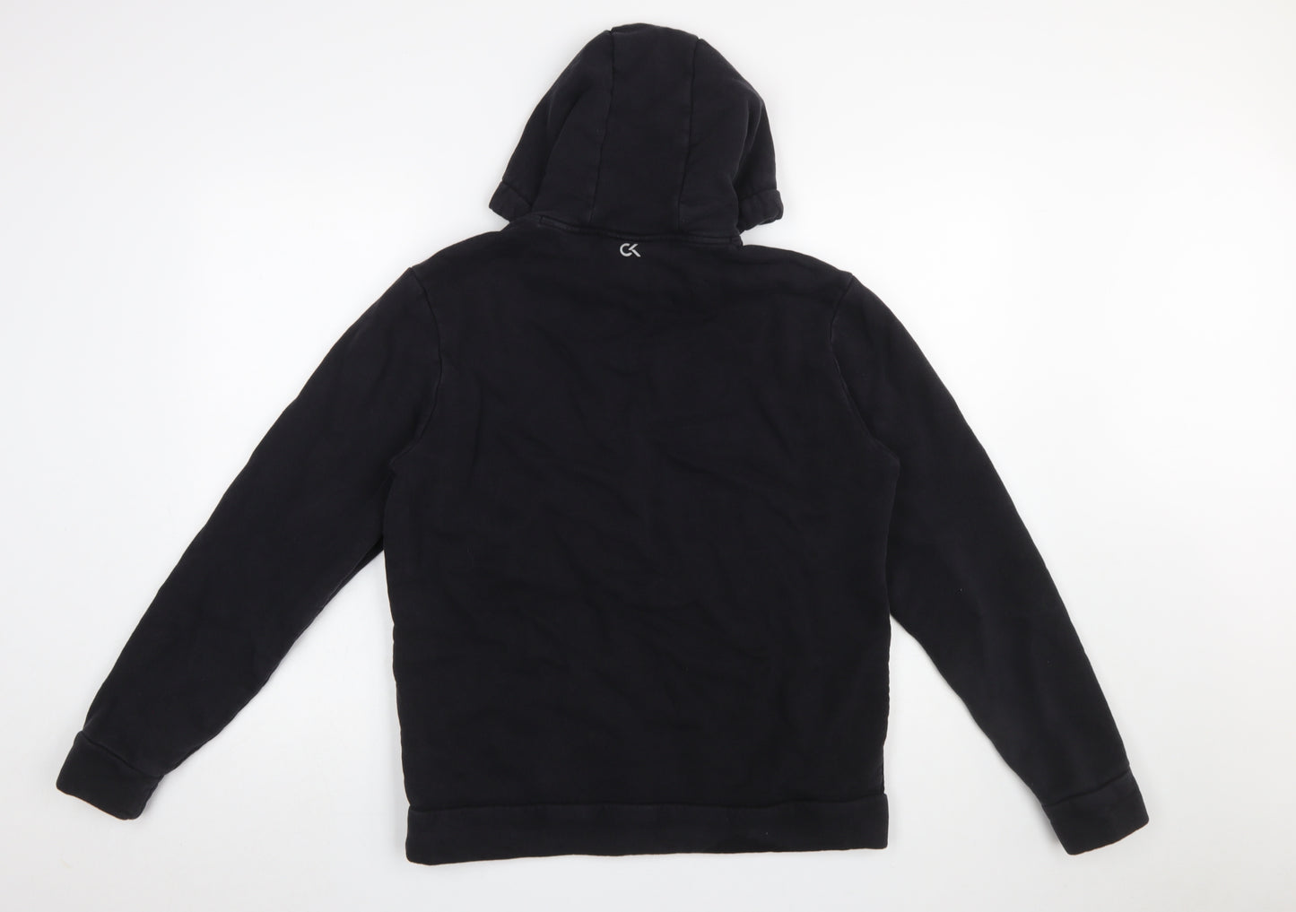 Calvin Klein Men’s Black Pullover Logo Hoodie Size M Cotton Fleece