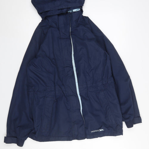 Trespass Women Blue Waterproof Hooded Rain Coat Jacket S