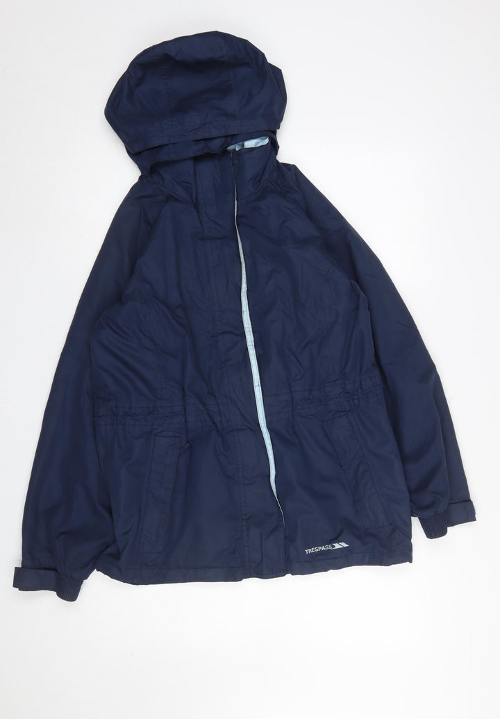 Trespass Women Blue Waterproof Hooded Rain Coat Jacket S