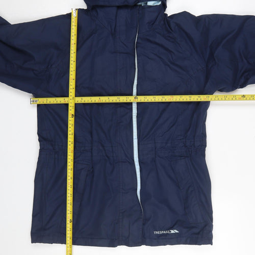 Trespass Women Blue Waterproof Hooded Rain Coat Jacket S