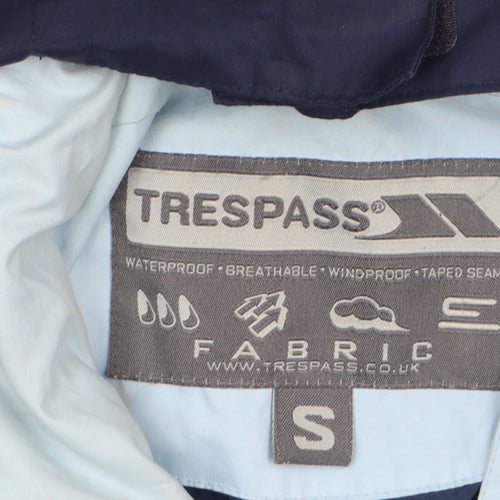 Trespass Women Blue Waterproof Hooded Rain Coat Jacket S