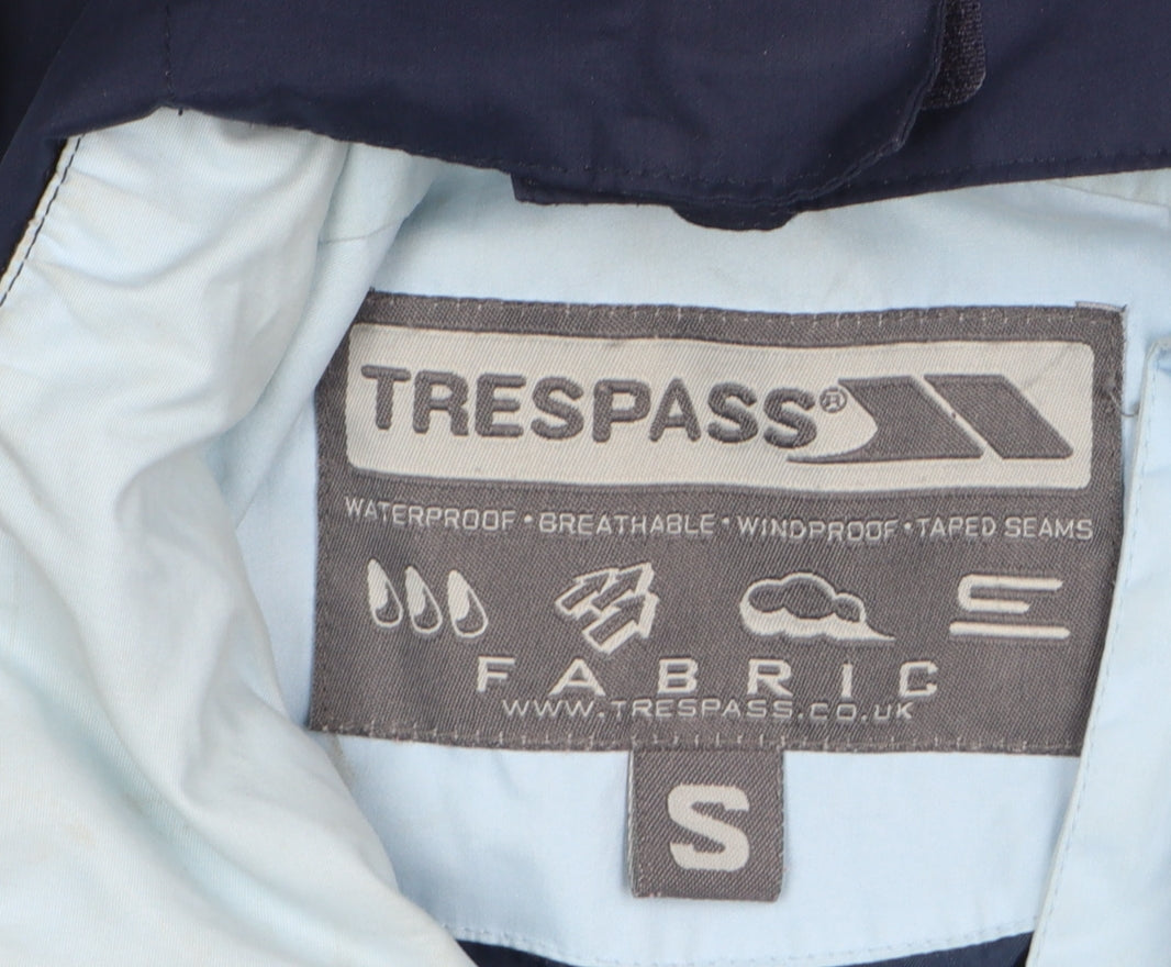 Trespass Women Blue Waterproof Hooded Rain Coat Jacket S