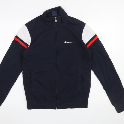 Champion Men's Blue Full Zip Sweatshirt Small Logo Sports Top
