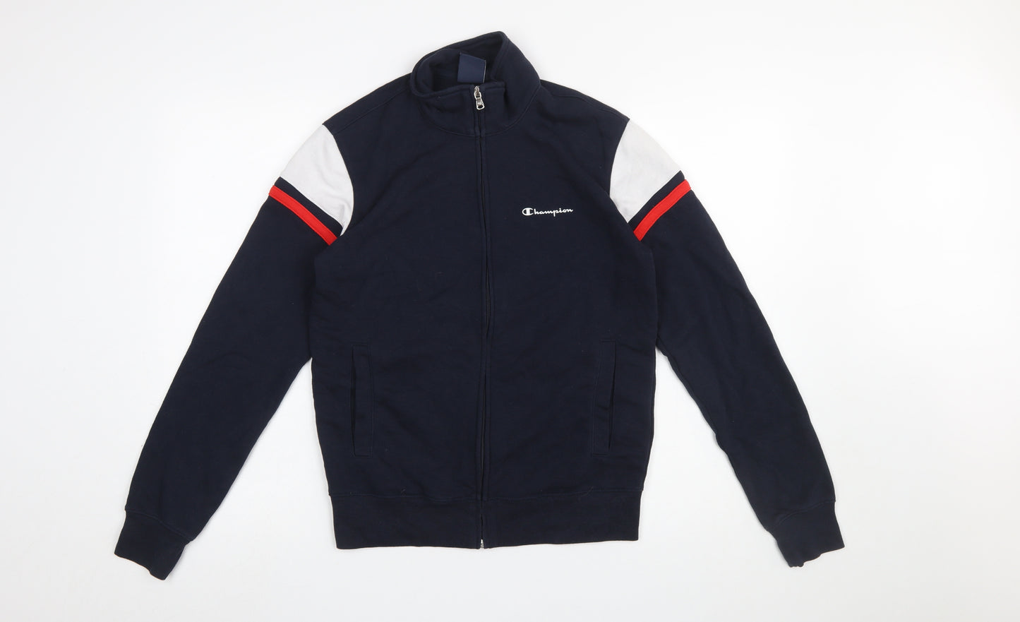 Champion Men's Blue Full Zip Sweatshirt Small Logo Sports Top