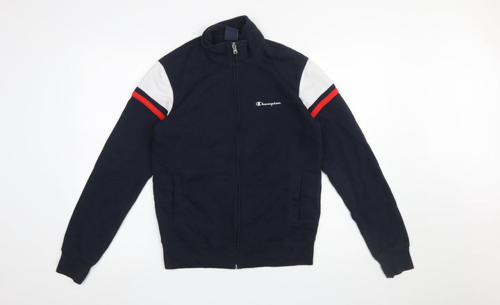 Champion Men's Blue Full Zip Sweatshirt Small Logo Sports Top