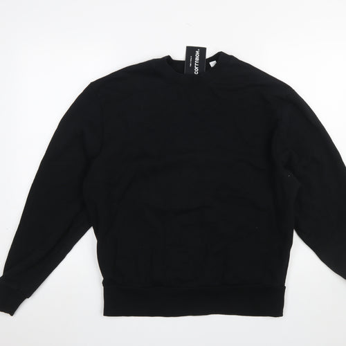 Collusion Men's Black XS Cotton Crew Neck Pullover Sweatshirt
