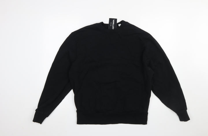 Collusion Men's Black XS Cotton Crew Neck Pullover Sweatshirt