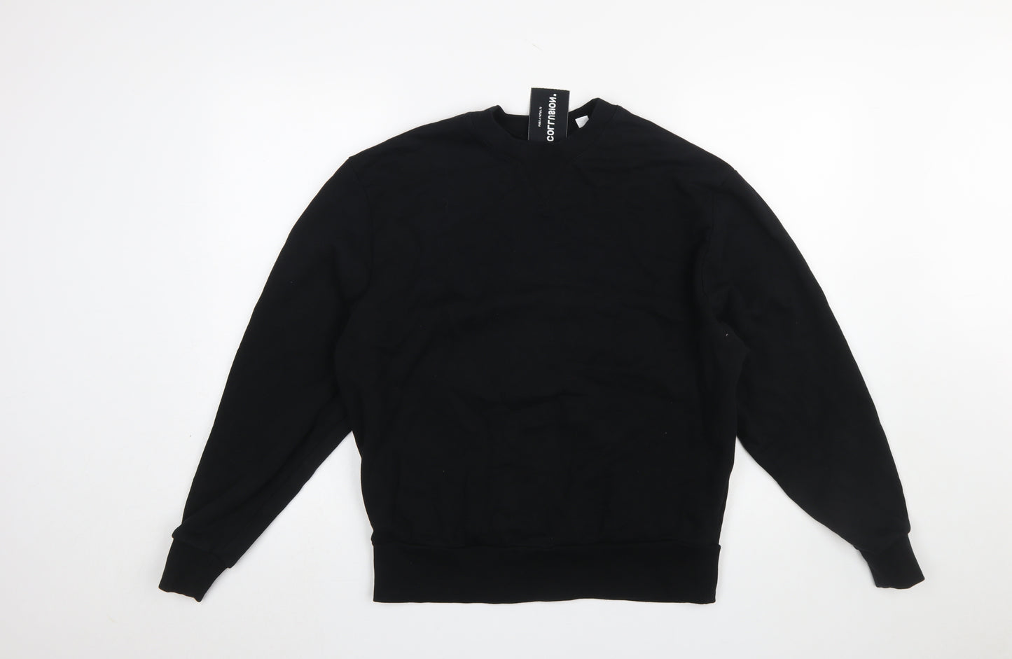 Collusion Men's Black XS Cotton Crew Neck Pullover Sweatshirt