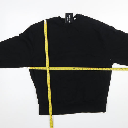 Collusion Men's Black XS Cotton Crew Neck Pullover Sweatshirt