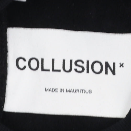 Collusion Men's Black XS Cotton Crew Neck Pullover Sweatshirt