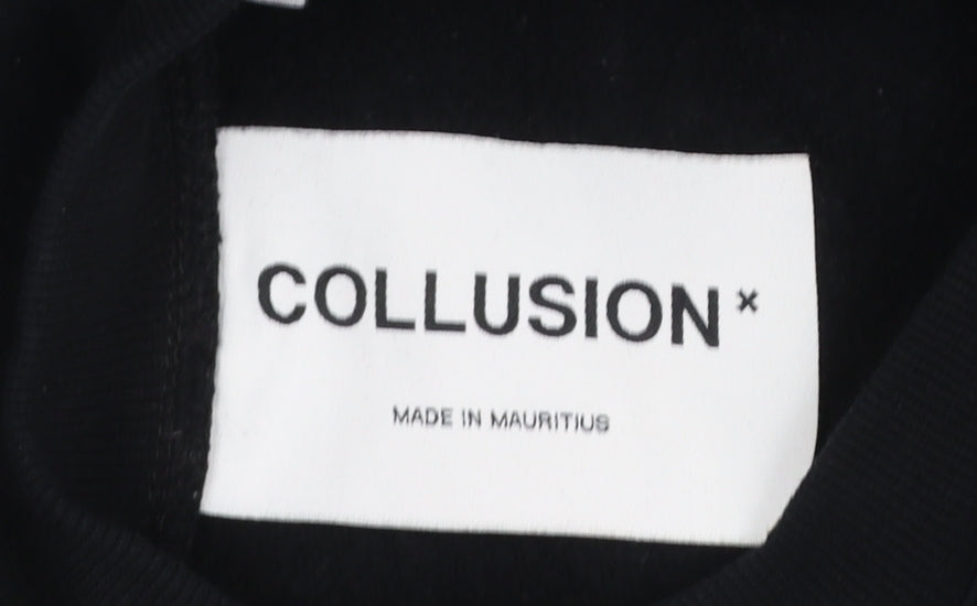 Collusion Men's Black XS Cotton Crew Neck Pullover Sweatshirt