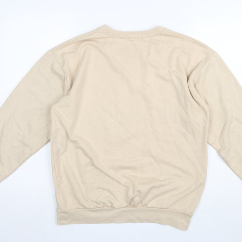 Boohoo Women Beige Nebraska University Pullover Sweatshirt M