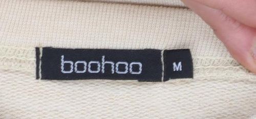 Boohoo Women Beige Nebraska University Pullover Sweatshirt M