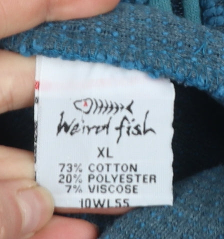 Weird Fish Women's Blue XL 1/4 Zip Pullover Sweatshirt Cotton Blend