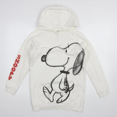 Marks and Spencer Girls White Snoopy Peanuts Pullover Hoodie 11-12 Years