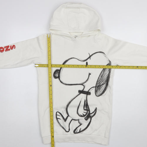 Marks and Spencer Girls White Snoopy Peanuts Pullover Hoodie 11-12 Years