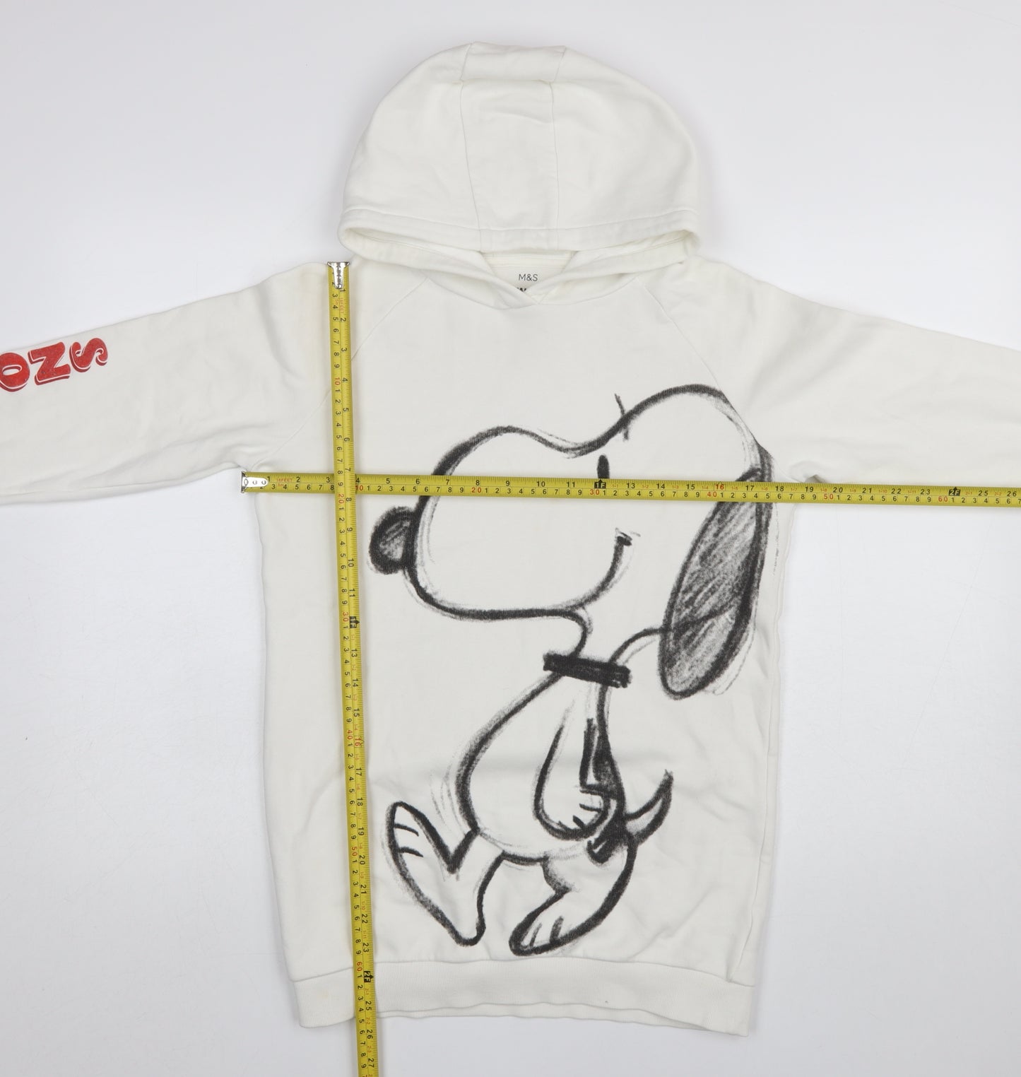 Marks and Spencer Girls White Snoopy Peanuts Pullover Hoodie 11-12 Years
