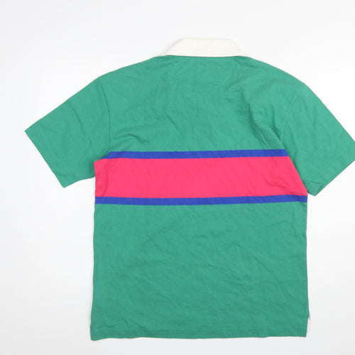 GAP Men's Green Colourblock Polo Shirt M 100% Cotton Classic Fit