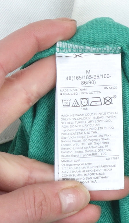 GAP Men's Green Colourblock Polo Shirt M 100% Cotton Classic Fit