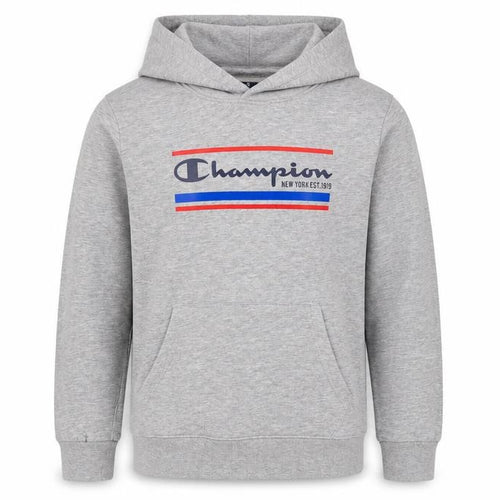 Champion Boys Grey Hoodie XL 13-14 Years Pullover Graphic Sweatshirt