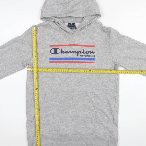Champion Boys Grey Hoodie XL 13-14 Years Pullover Graphic Sweatshirt
