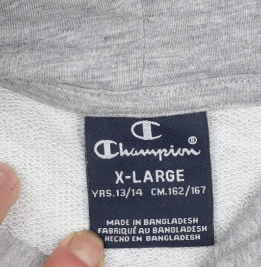 Champion Boys Grey Hoodie XL 13-14 Years Pullover Graphic Sweatshirt
