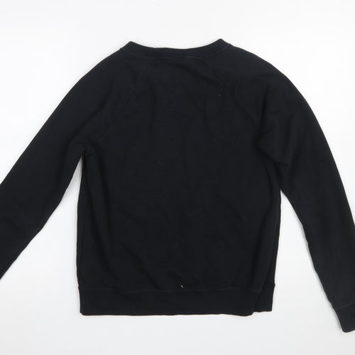 Nike Women Black Small Pullover Sweatshirt Cotton Blend Logo Crew Neck