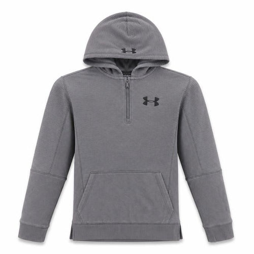 Under Armour Boys Grey Half Zip Hoodie Size 140 ColdGear Cotton Blend