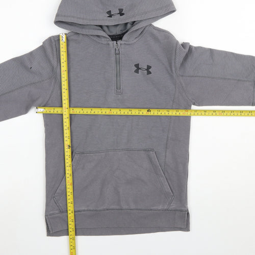 Under Armour Boys Grey Half Zip Hoodie Size 140 ColdGear Cotton Blend
