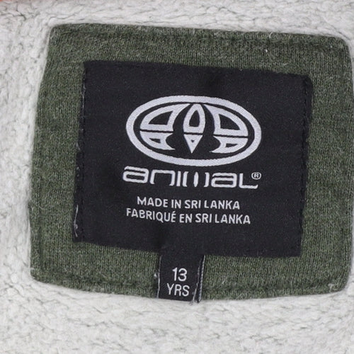 Animal Boys Green Black Full Zip Hoodie 13 Years Cotton Blend