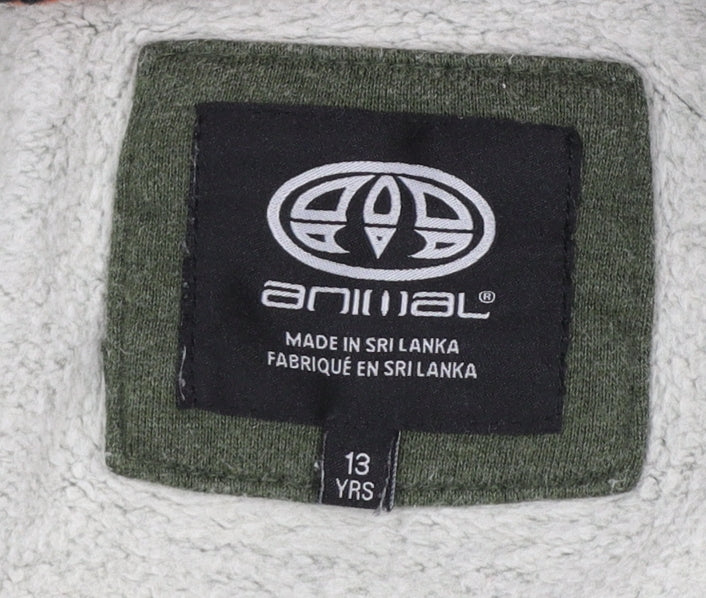 Animal Boys Green Black Full Zip Hoodie 13 Years Cotton Blend