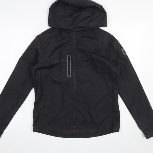 Kipsta Boys Black Windbreaker Jacket 14 Years Hooded Water Resistant