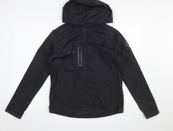 Kipsta Boys Black Windbreaker Jacket 14 Years Hooded Water Resistant