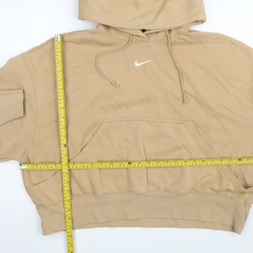 Nike Women's Beige Pullover Hoodie Small Relaxed Fit Cotton Blend