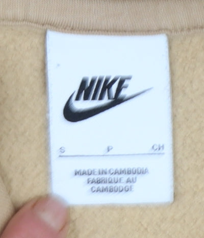 Nike Women's Beige Pullover Hoodie Small Relaxed Fit Cotton Blend