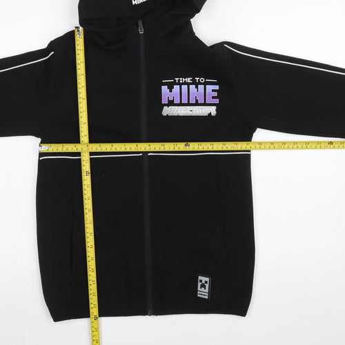 Primark Boys Black Minecraft Full Zip Hoodie 11-12 Years Polyester Blend