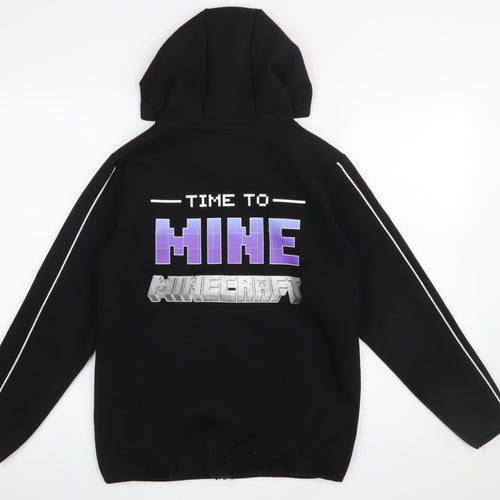 Primark Boys Black Minecraft Full Zip Hoodie 11-12 Years Polyester Blend